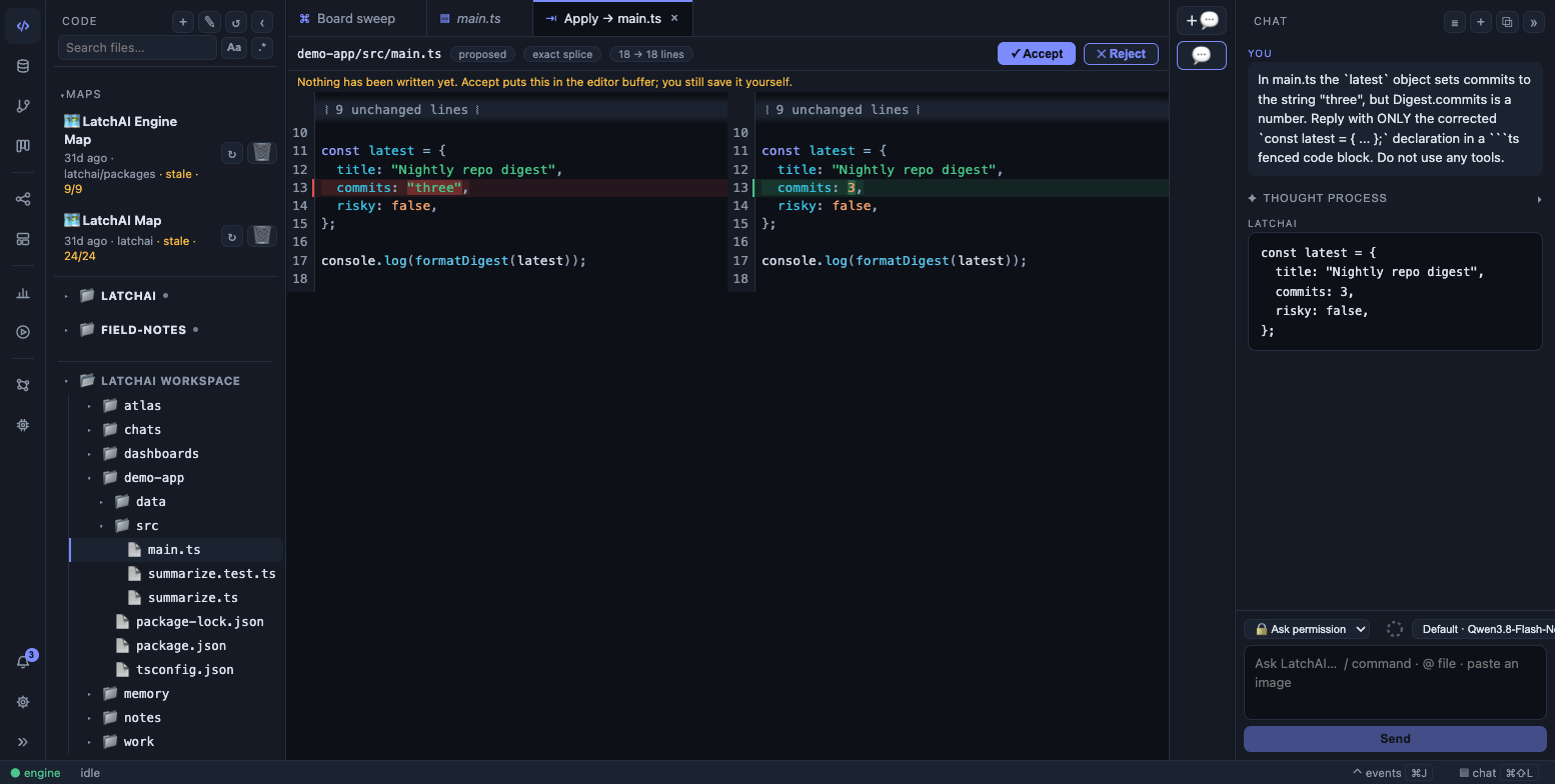 An Apply proposal: before and after side by side, with Accept and Reject
