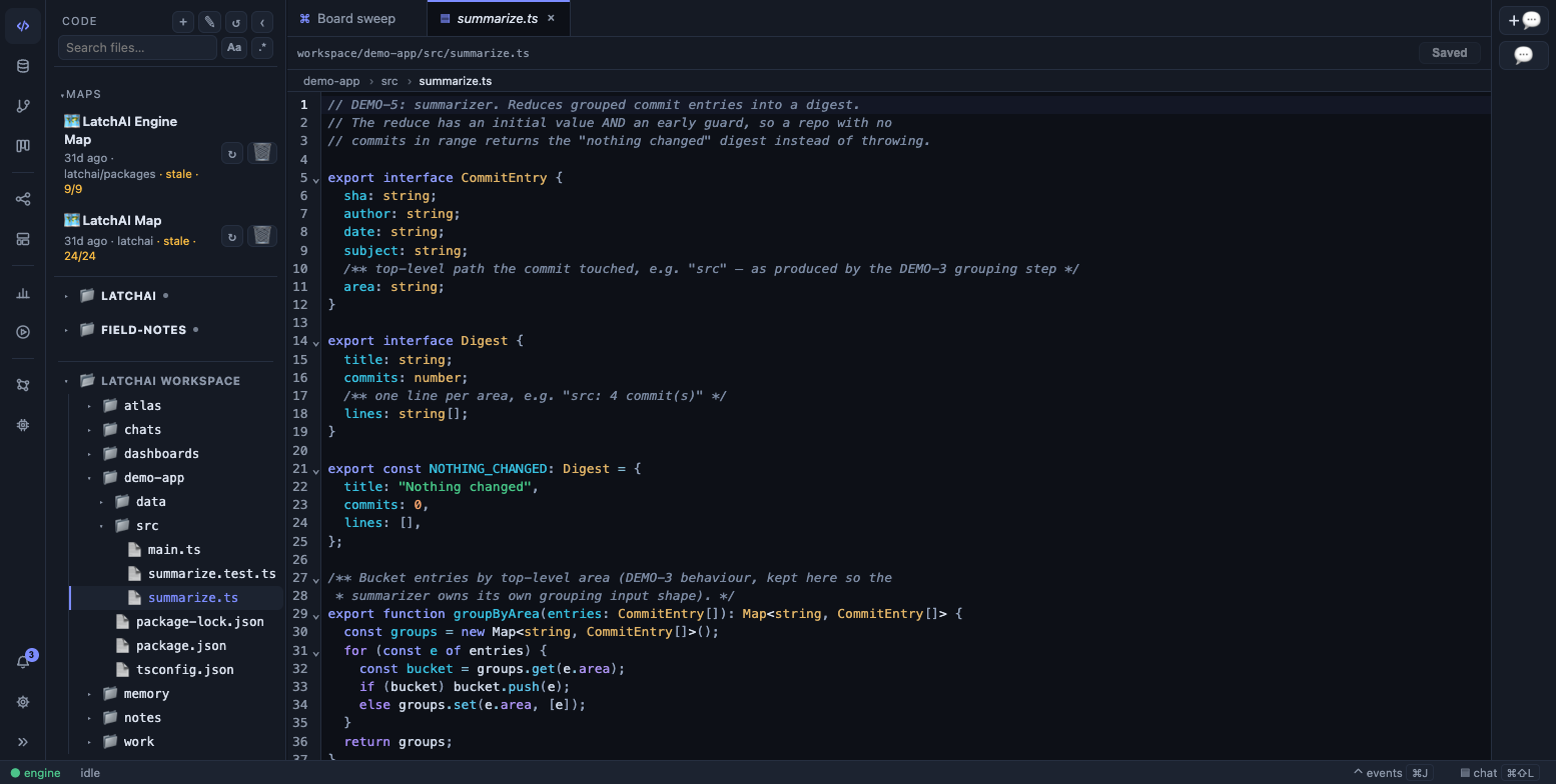 The Maps section above the file tree in the Code sidebar