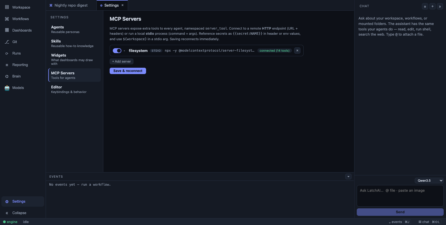 Connected MCP servers and their tools