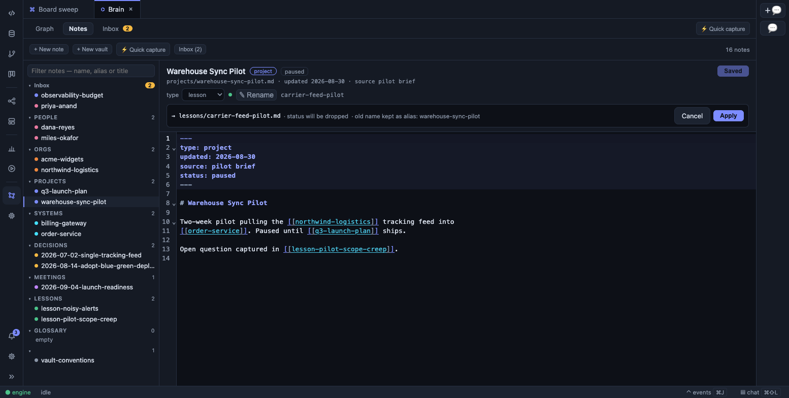 The refile bar in the note editor header